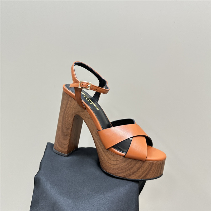 Sa1nt Lau*nt brown wooden bianca platform sandals