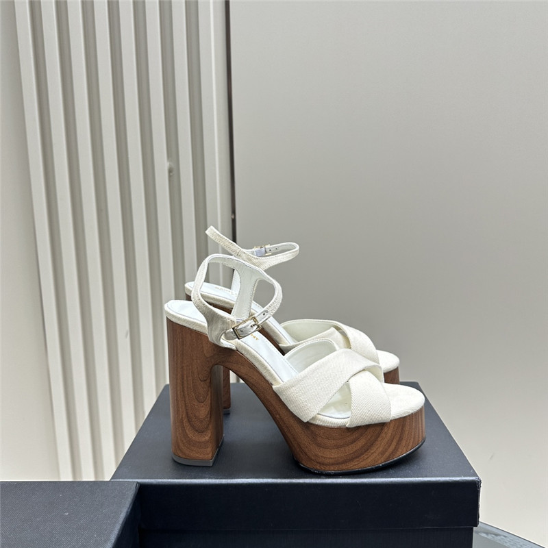 Sa1nt Lau*nt white wooden bianca platform sandals