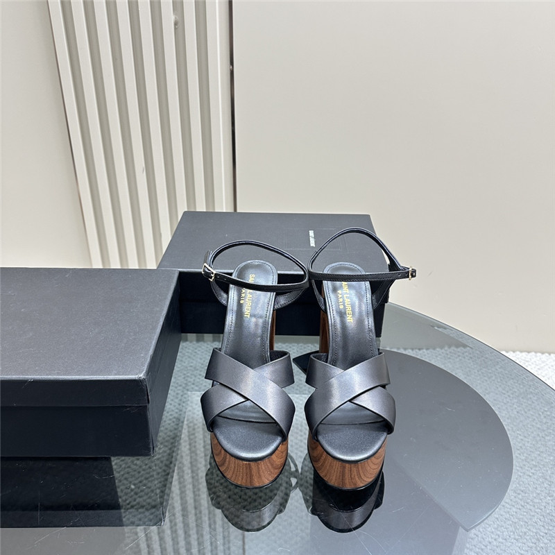 Sa1nt Lau*nt black wooden bianca platform sandals