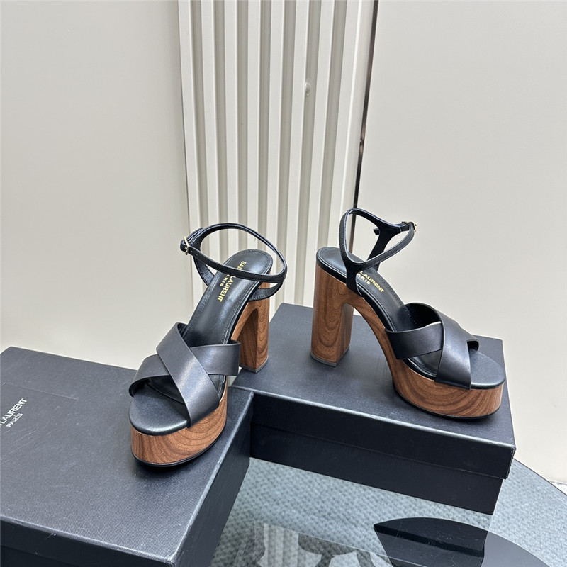 Sa1nt Lau*nt black wooden bianca platform sandals