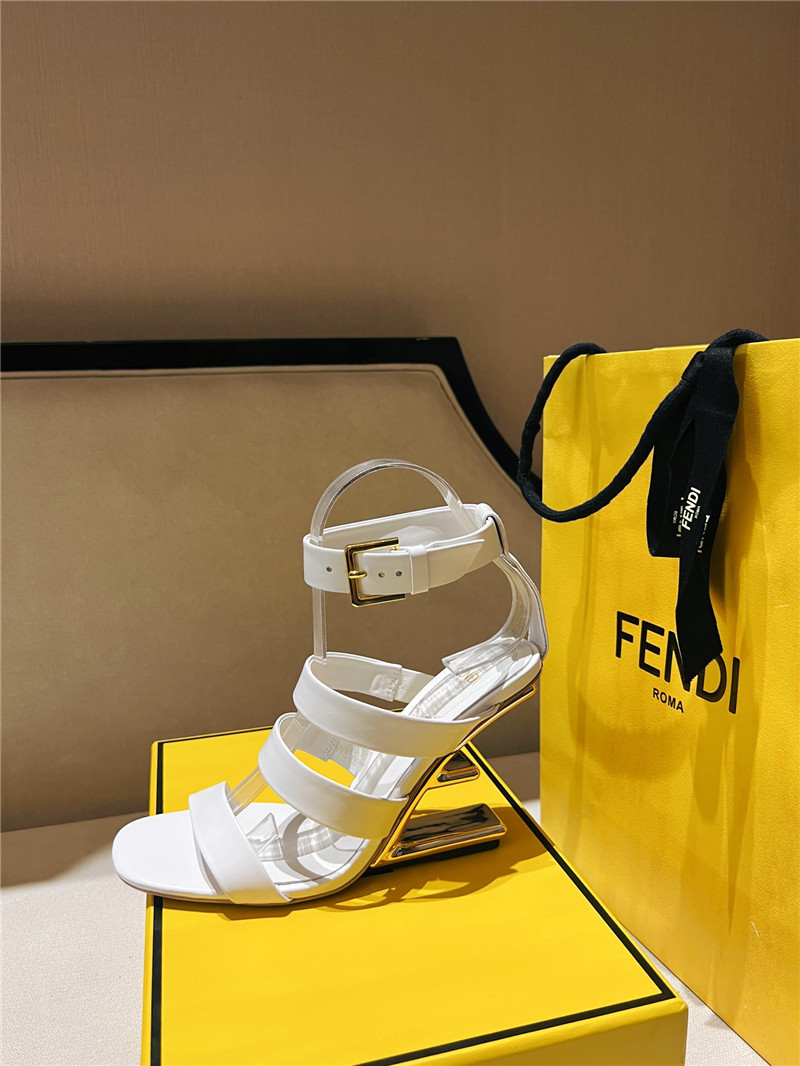 F**di first white strappy leather high-heeled sandals