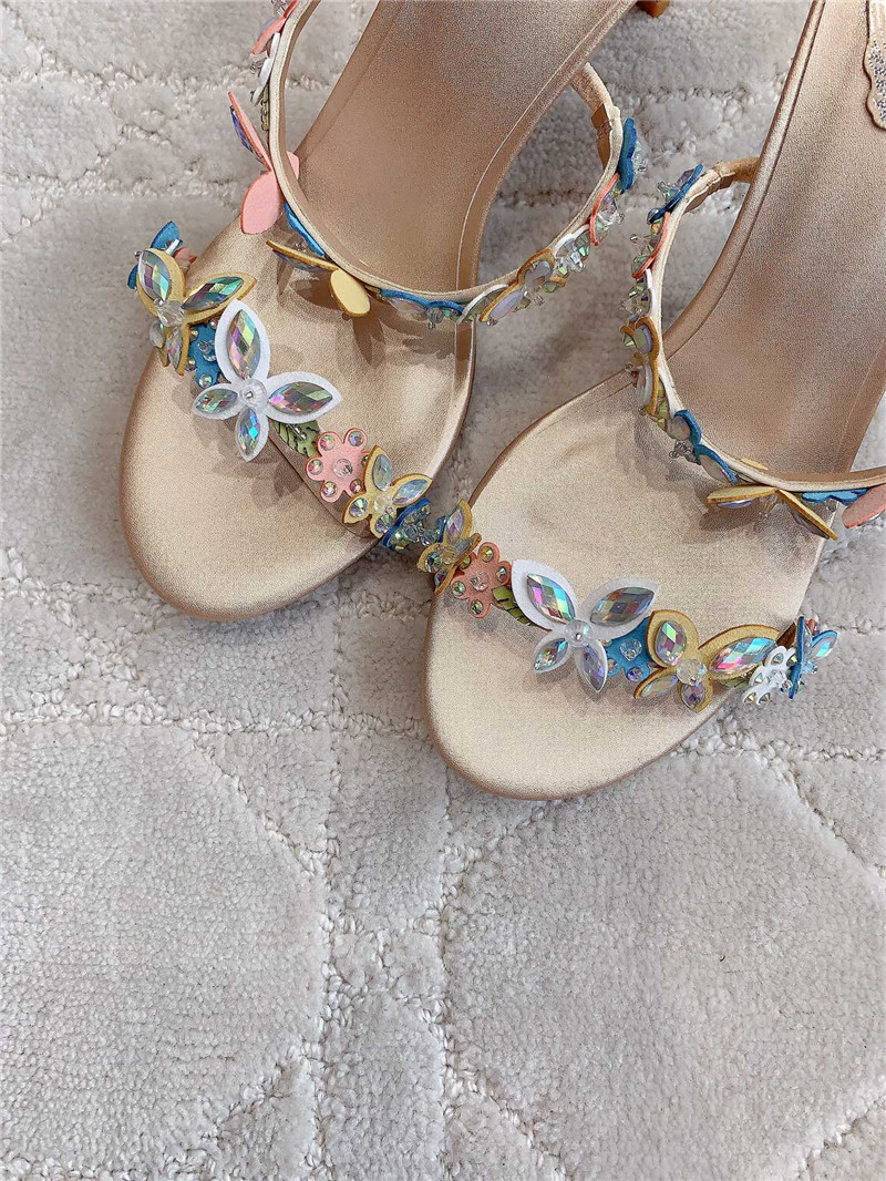 Rene Caovilla Jeweled Eden Nude Slider Sandal