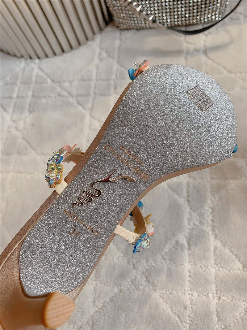 Rene Caovilla Jeweled Eden Nude Slider Sandal