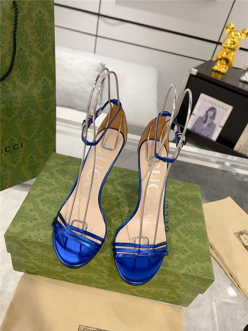 Gvc*1 gg metallic blue strappy heel sandals