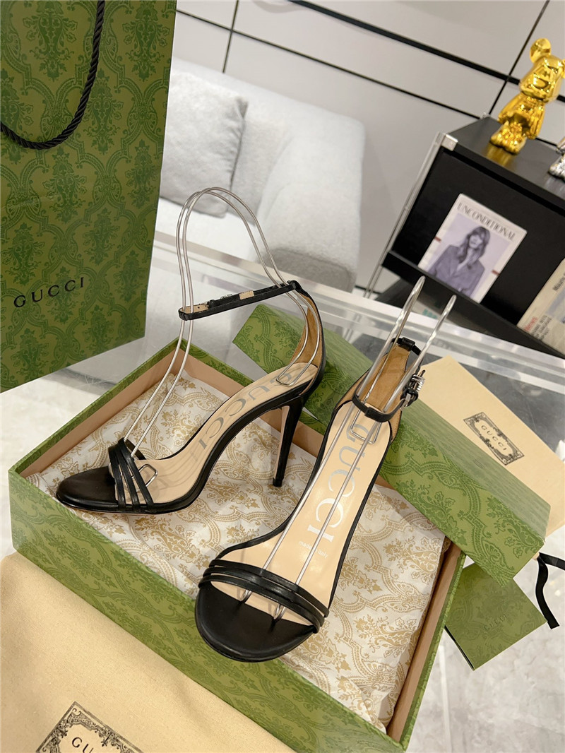 Gvc*1 gg metallic black strappy heel sandals