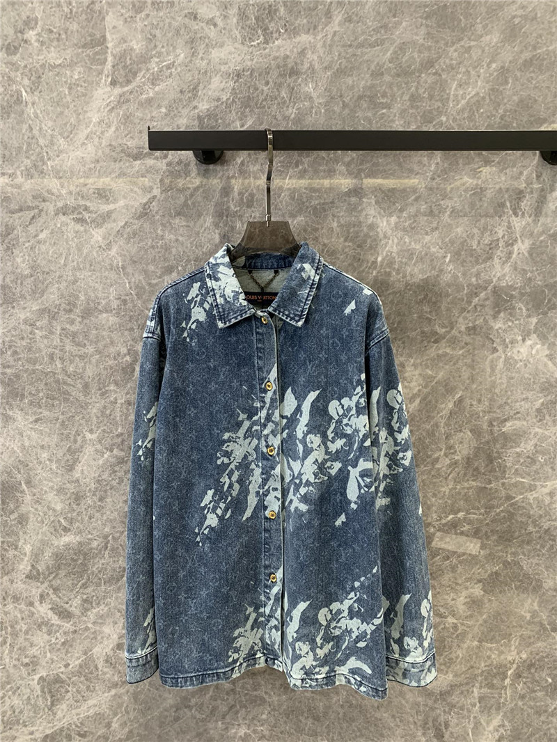 l0vis Vvtt0n lv lettering long-sleeved denim shirt replicas clothes