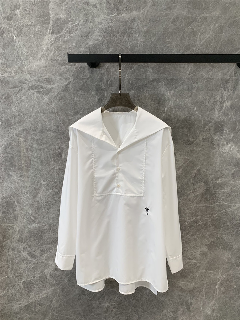 D10r lapel bee embroidered long white shirt replica clothes