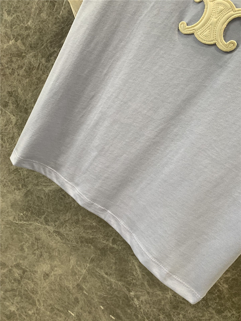 Ce1i*e cream blue round neck short sleeve t-shirt replica clothes