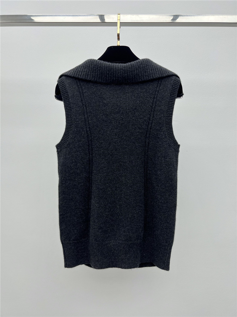 Ch**el lapel zipper cashmere vest replicas clothes