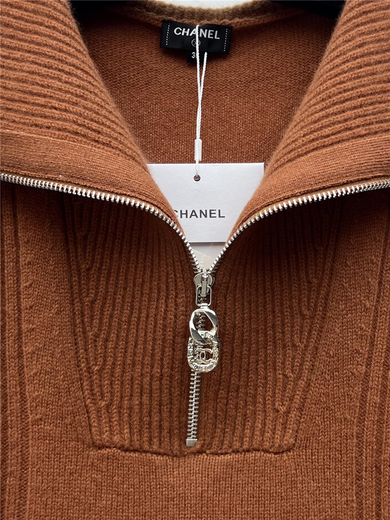 Ch**el lapel zipper cashmere vest replicas clothes