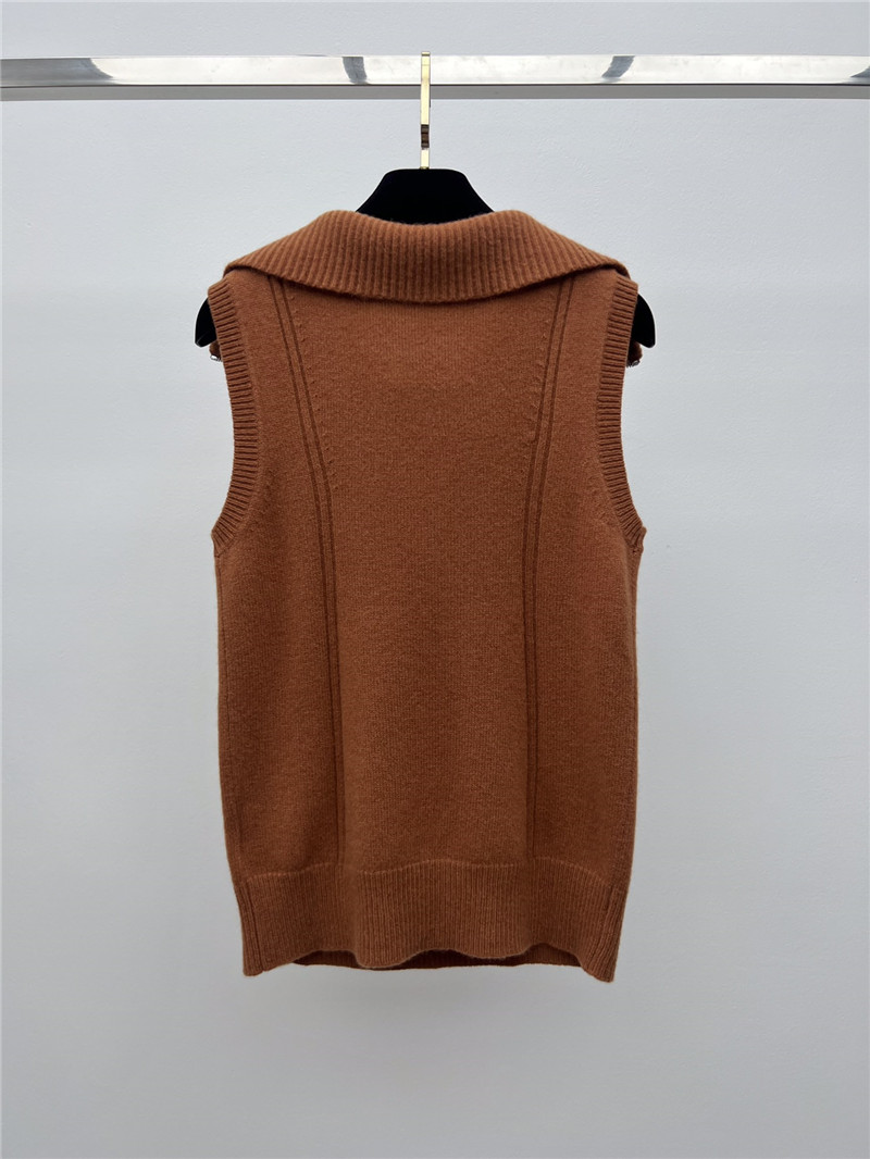 Ch**el lapel zipper cashmere vest replicas clothes