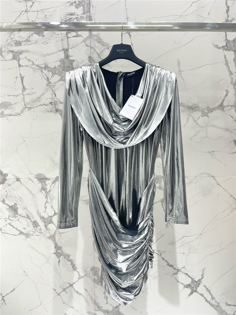 Balmain pleated dress cheap replica designer clothes