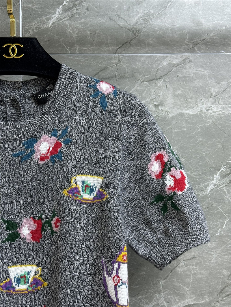 Ch**el teapot floral short sleeve replica d&g clothing