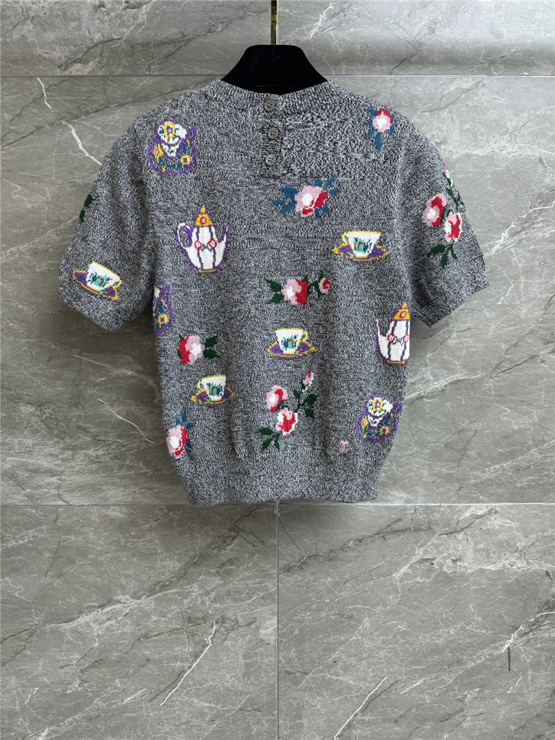 Ch**el teapot floral short sleeve replica d&g clothing