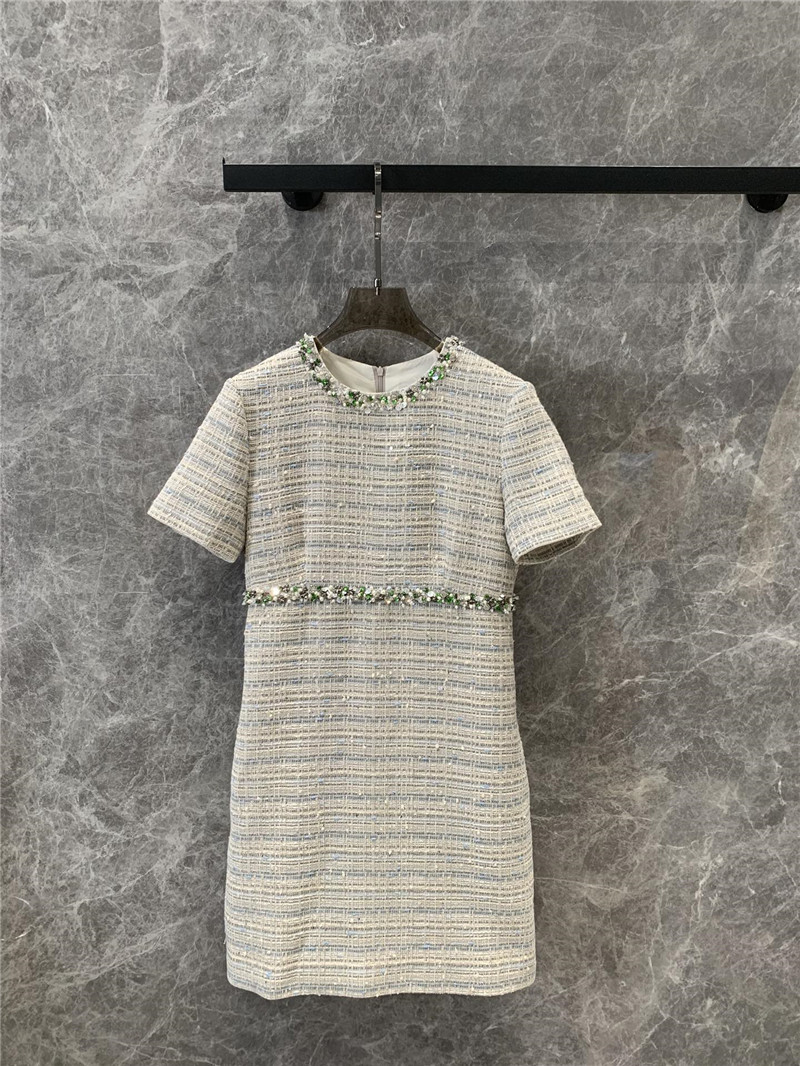 Va1e*ntin0 beaded tweed short sleeve dress replicas clothes