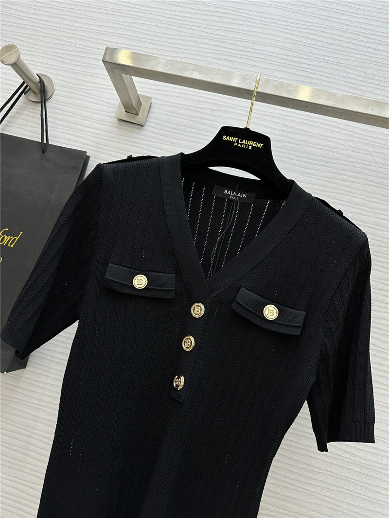 Balmain gold button short sleeve replica d&g clothing