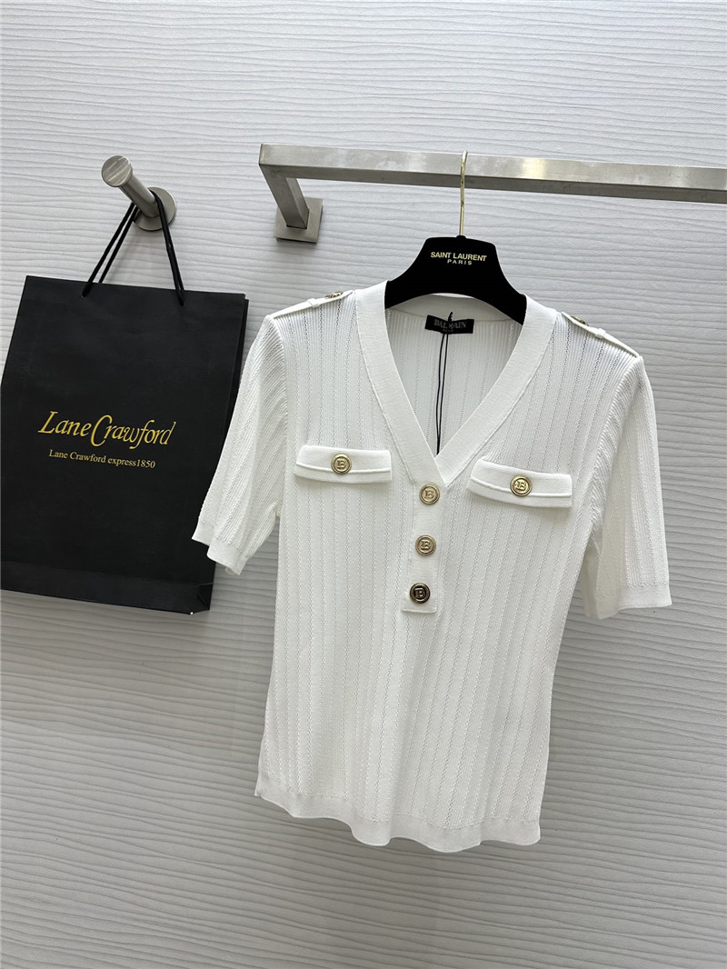 Balmain gold button short sleeve replica d&g clothing