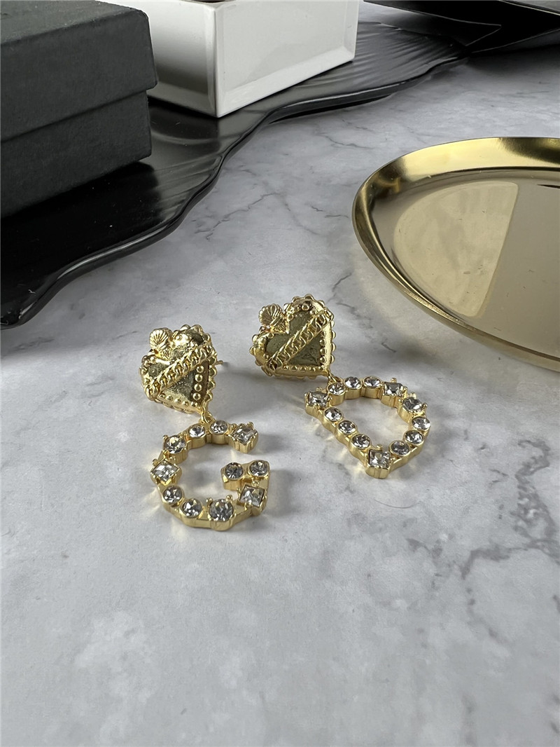 dolce & gabbana d&g white D1am0nd letter earrings