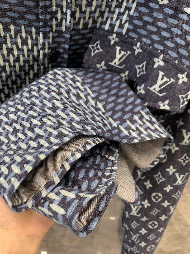 l0vis Vvtt0n lv monogram patchwork denim shirt replica clothes