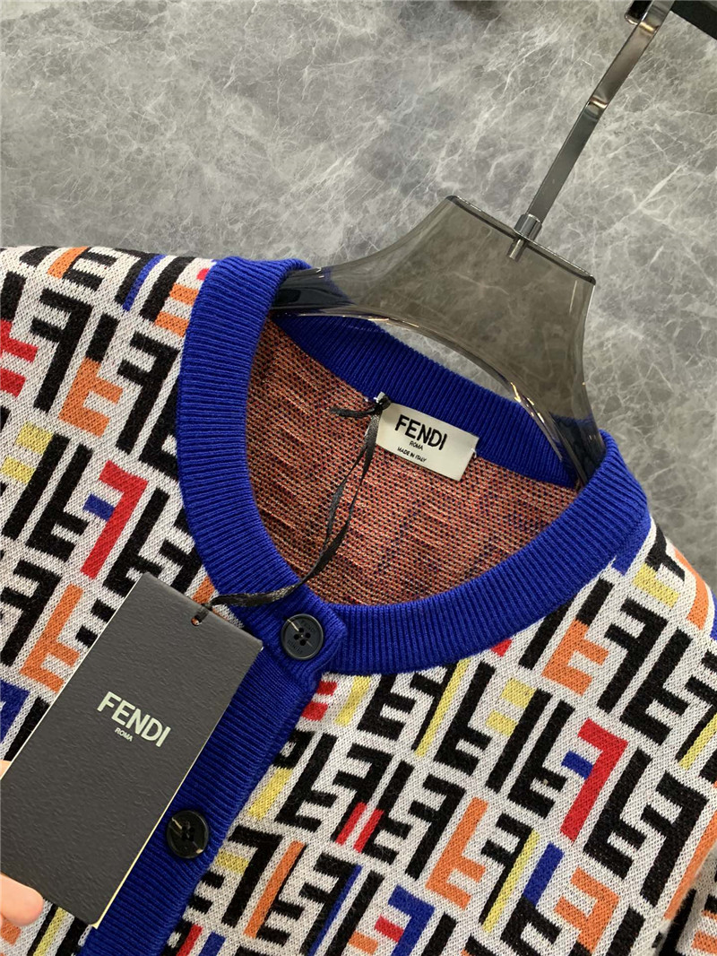 F**di letter knitted round neck cardigan replica clothes
