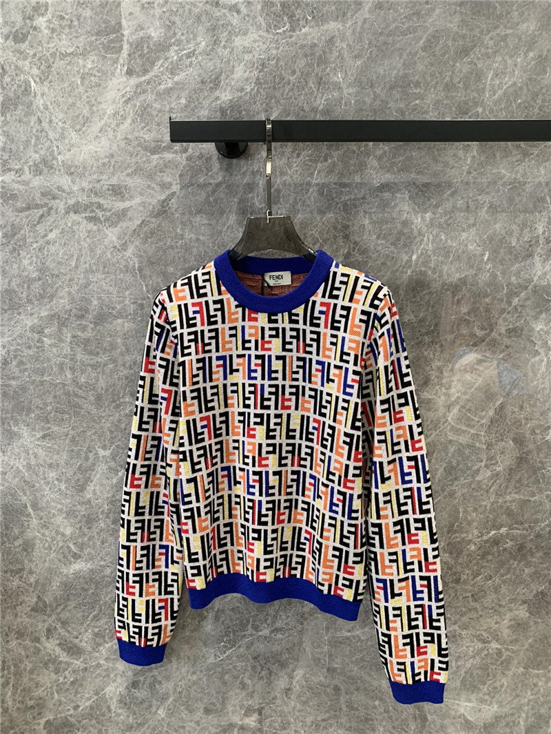 F**di letter knitted long sleeve sweater replica d&g clothing
