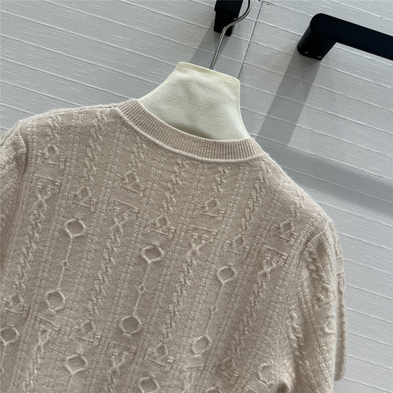H**me5 brown short sleeve knitted top