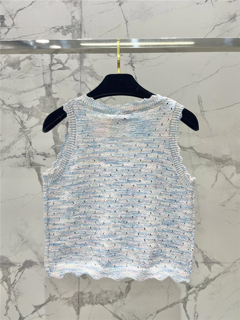 Ch**el colorful yarn lace hollow knitted vest replicas clothes