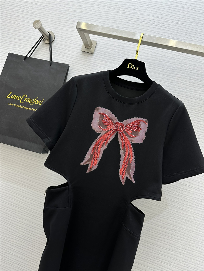 M1um1u bow waist short sleeve dress replica d&g clothing