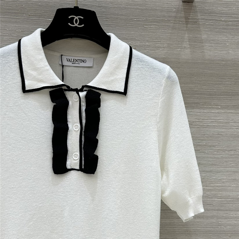 Va1e*ntin0 lace collar knit short sleeve