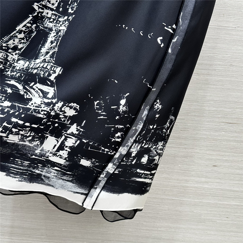 D10r eiffel tower printed silk long skirt replica clothes