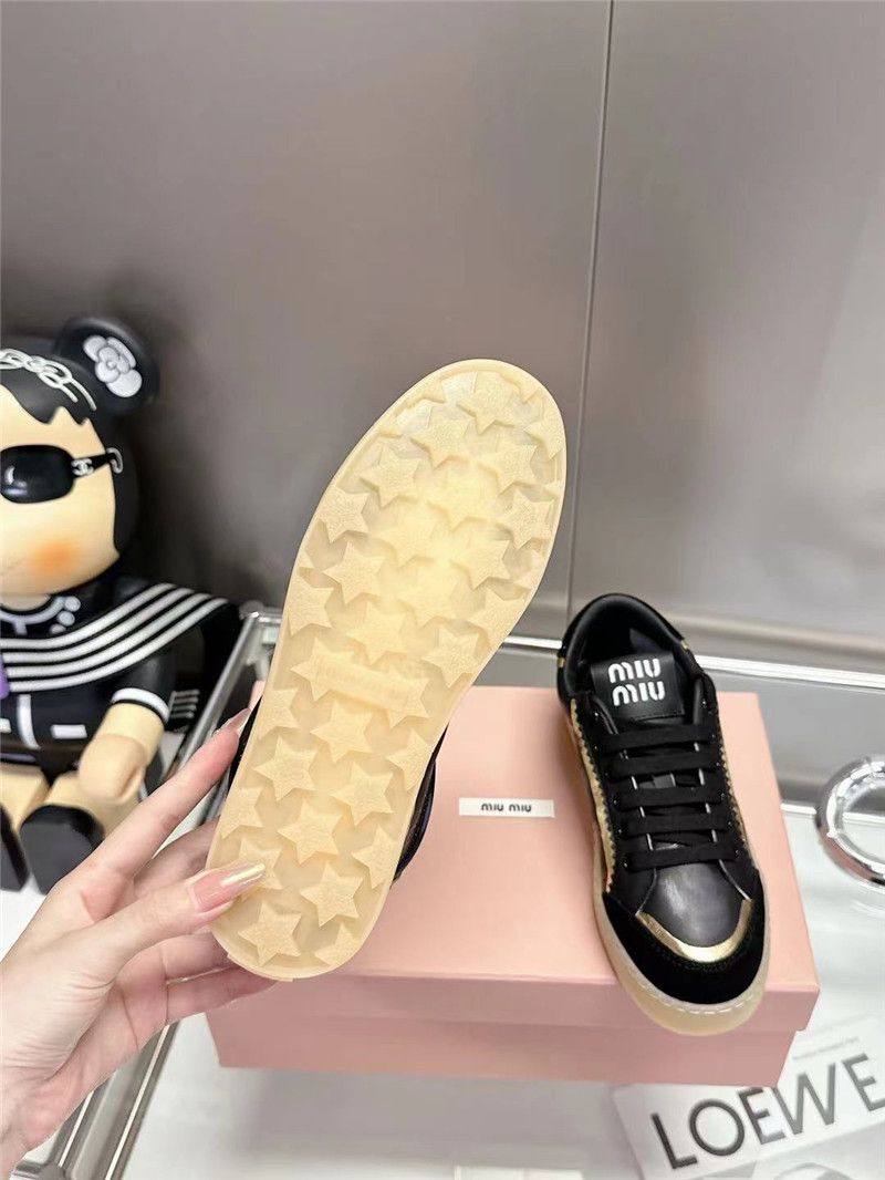 Miu Miu Black Bleached Leather Sneakers