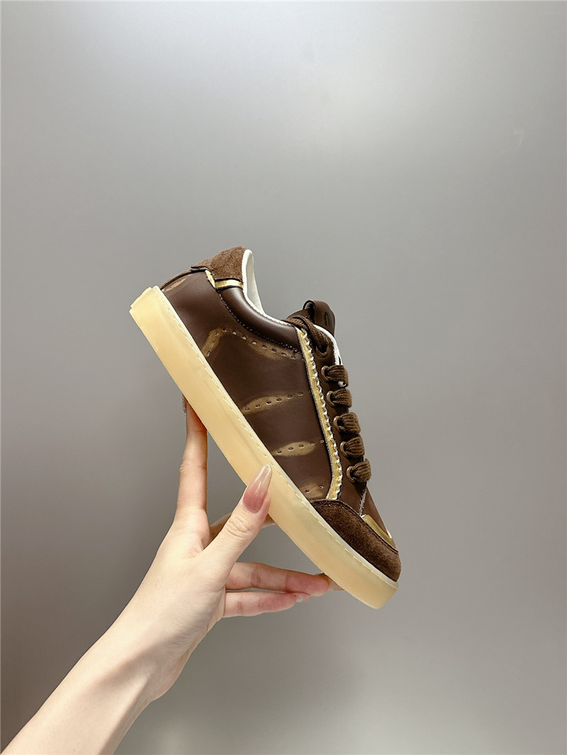 Miu Miu Brown Bleached Leather Sneakers