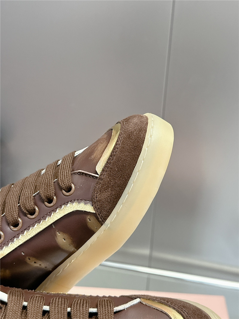 Miu Miu Brown Bleached Leather Sneakers
