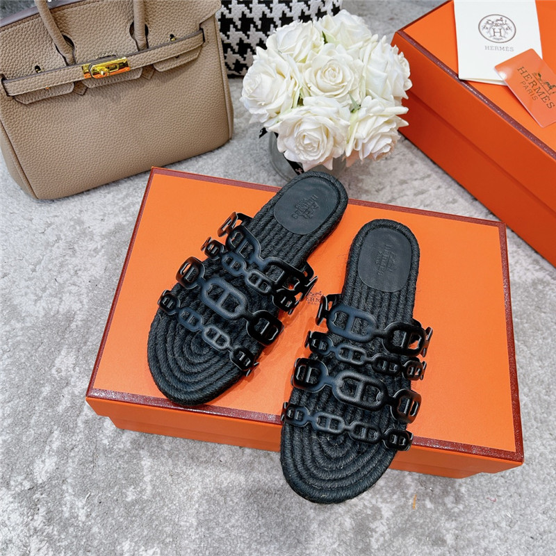 H**me5 ancone espadrille in black nappa leather