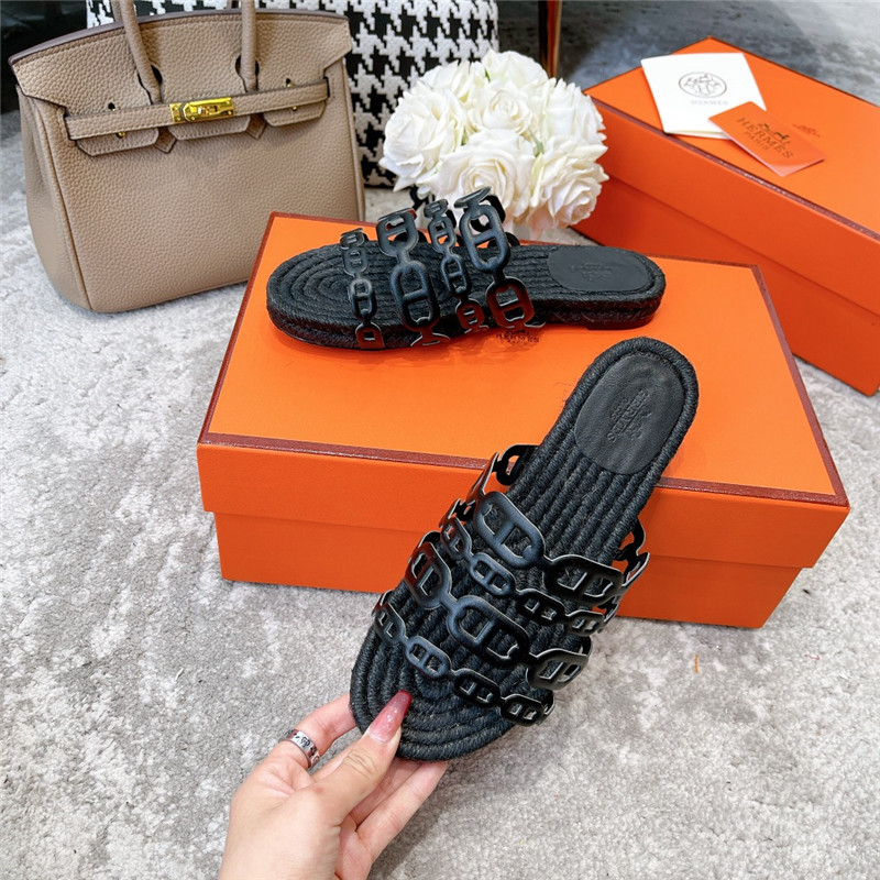 H**me5 ancone espadrille in black nappa leather