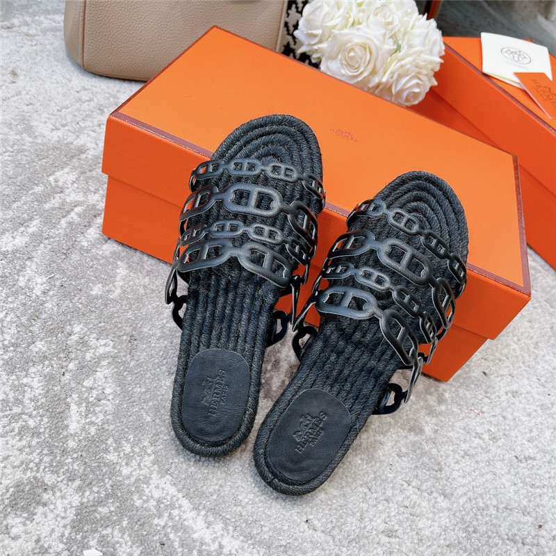 H**me5 ancone espadrille in black nappa leather