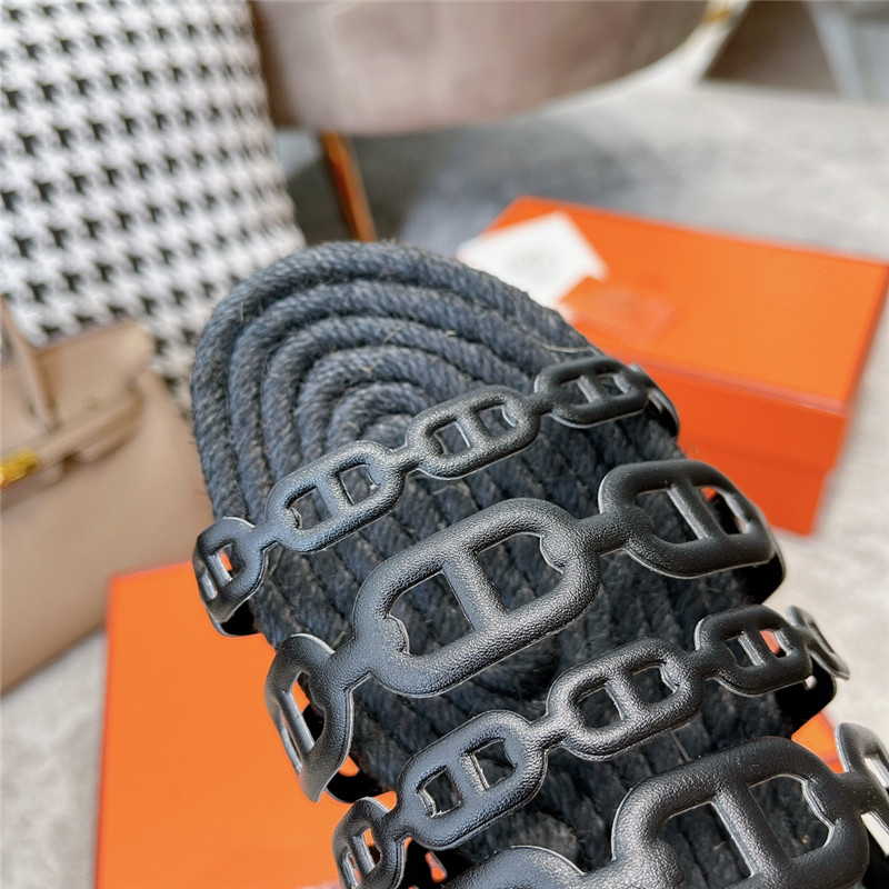 H**me5 ancone espadrille in black nappa leather