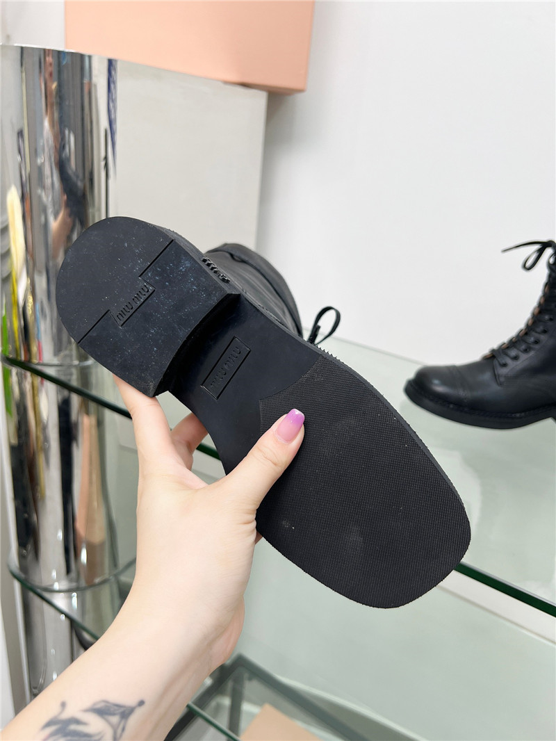 Miu Miu Black Lace-Up Combat Boots