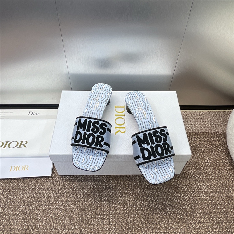 D10r dway heeled slide in pale blue miss D10r allover motif