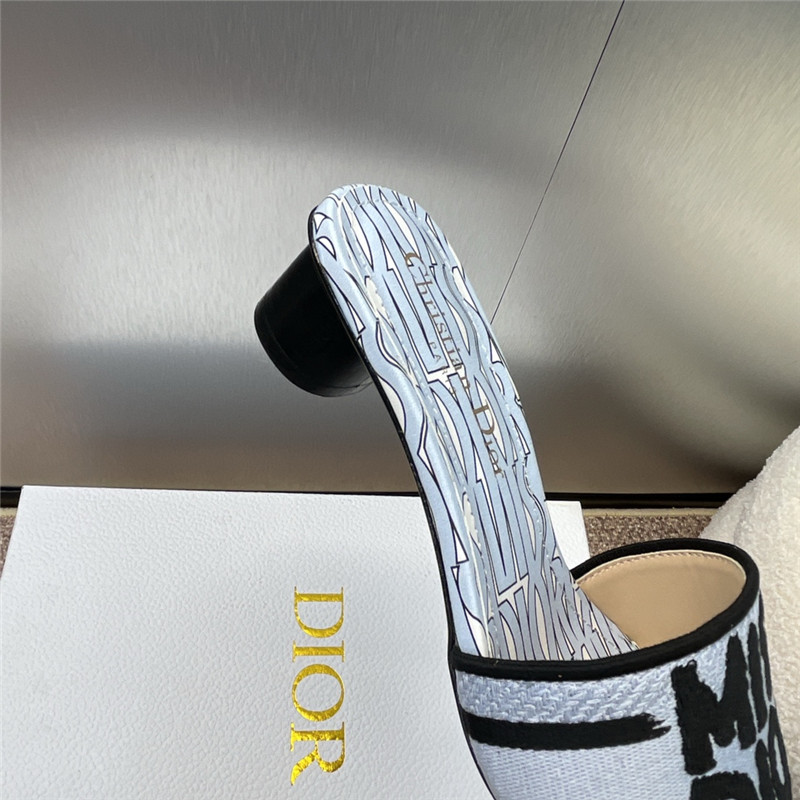 D10r dway heeled slide in pale blue miss D10r allover motif