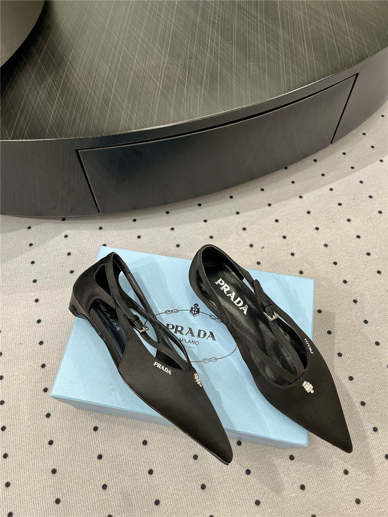 Pra*a satin cut-out ballerinas in black