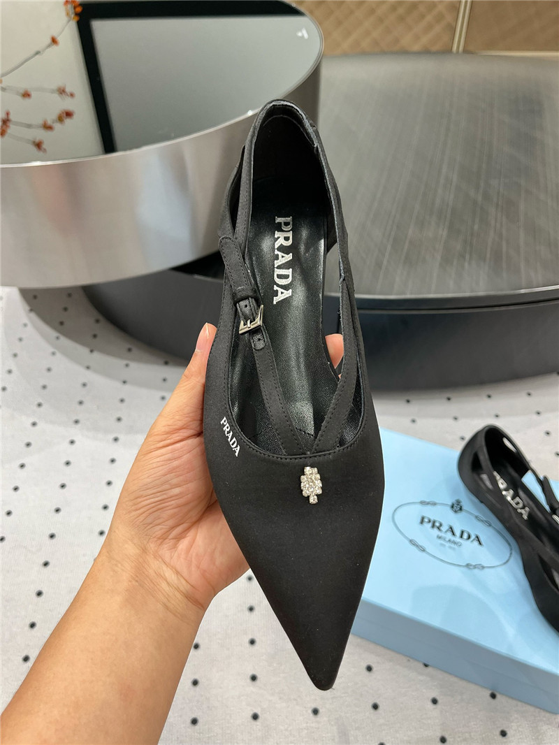 Pra*a satin cut-out ballerinas in black