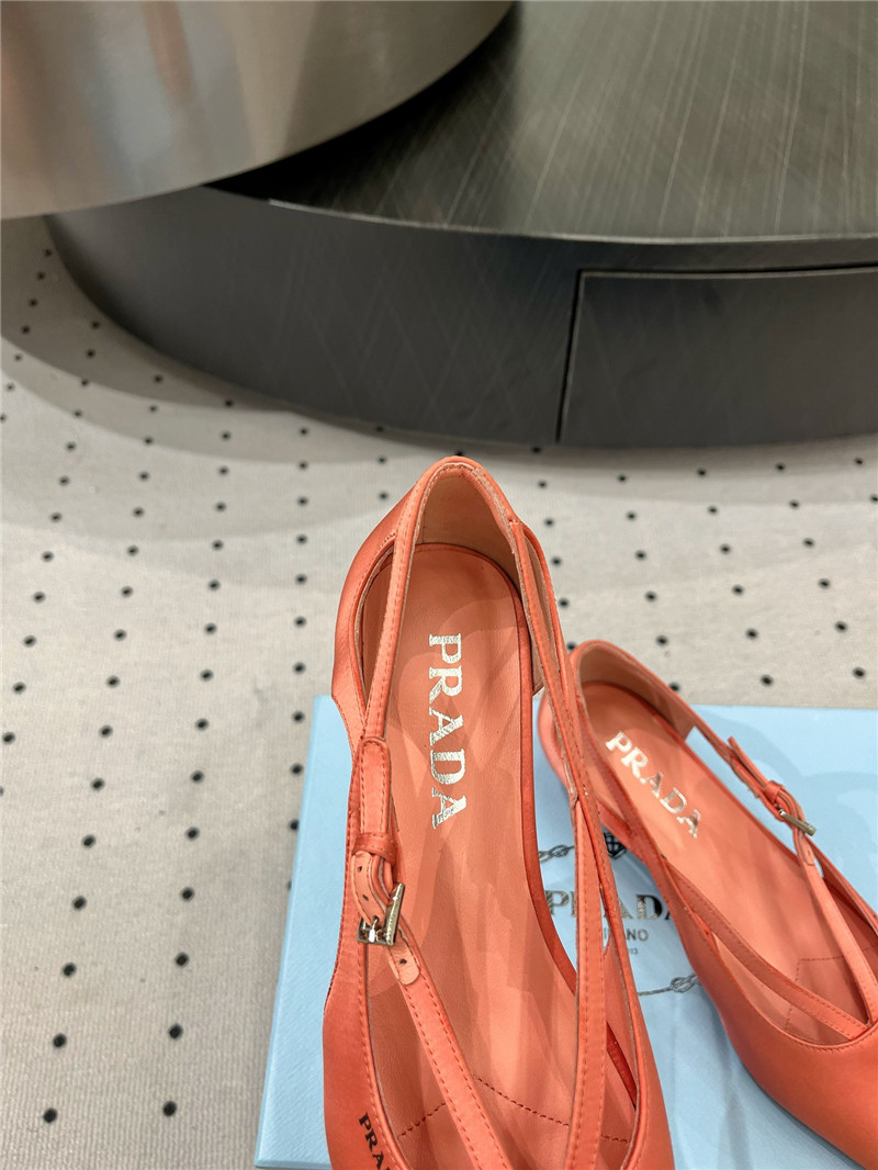 Pra*a satin cut-out ballerinas in orange