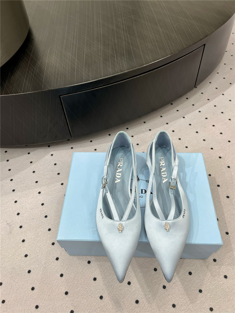 Pra*a satin cut-out ballerinas in blue