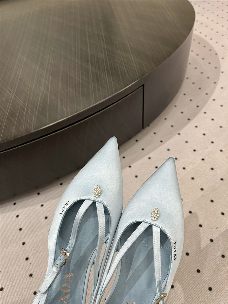 Pra*a satin cut-out ballerinas in blue
