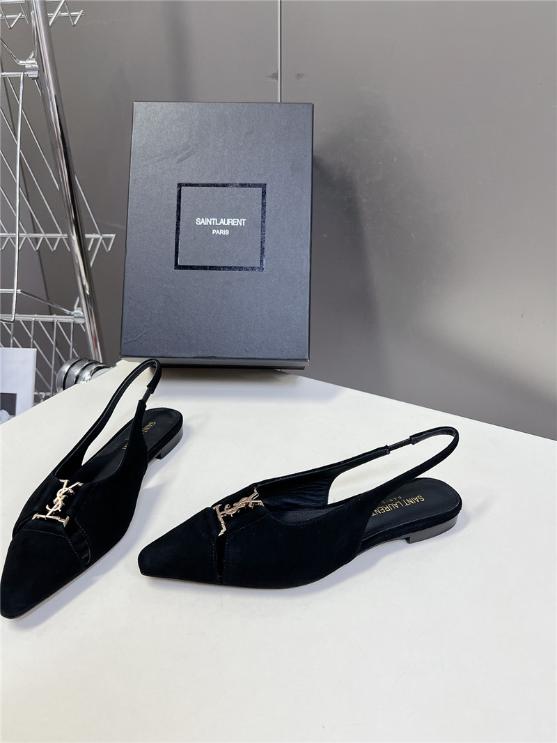 Sa1nt Lau*nt babylone slingback flats in black satin