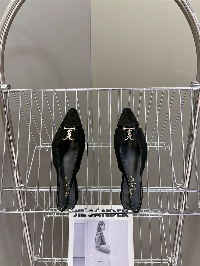 Sa1nt Lau*nt babylone slingback flats in black satin