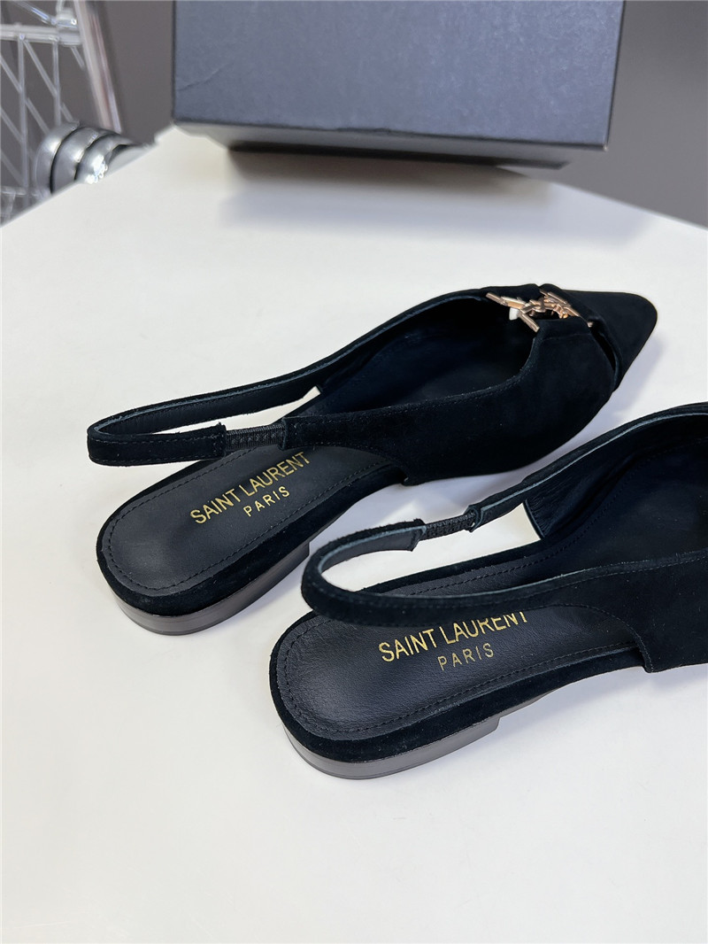 Sa1nt Lau*nt babylone slingback flats in black satin