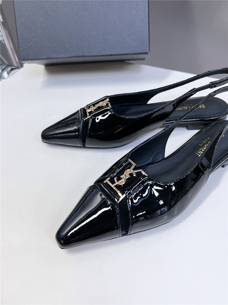 Sa1nt Lau*nt babylone slingback flats in black patent leather
