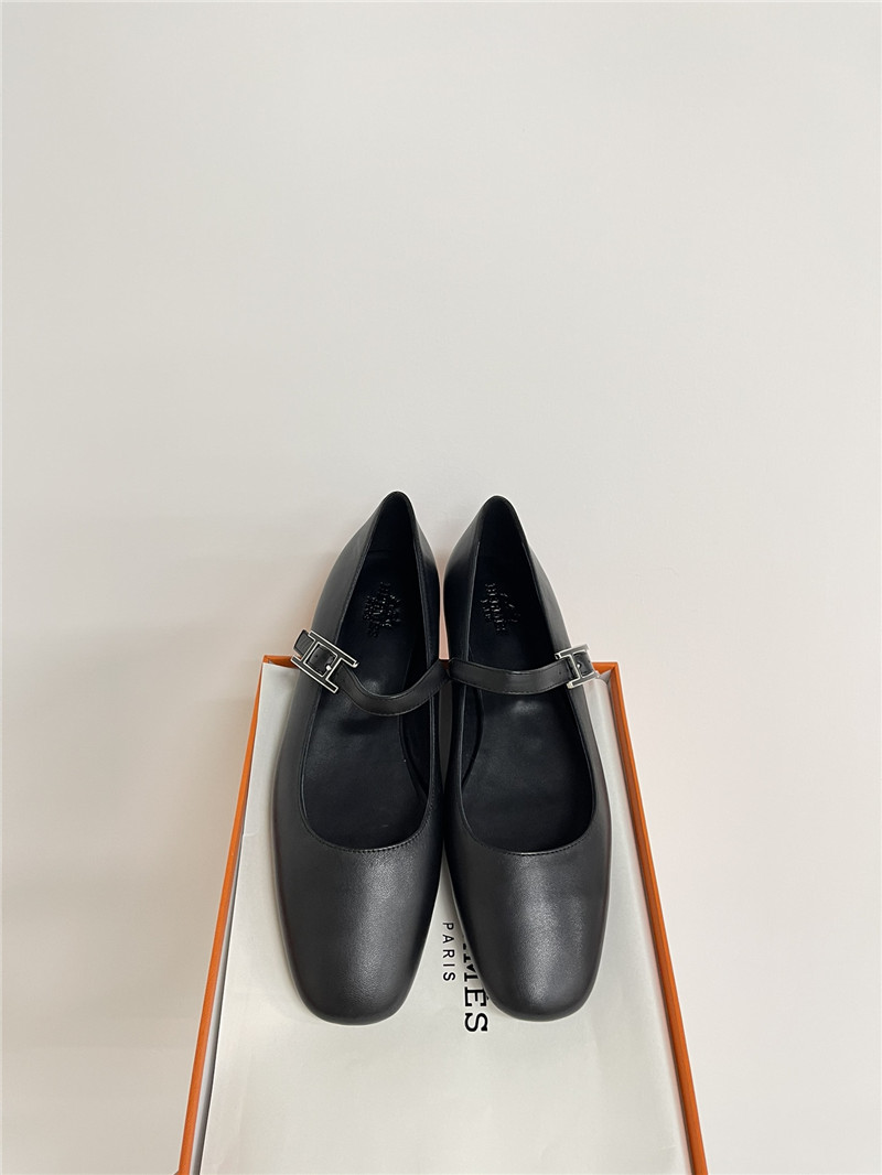 H**me5 jane ballet flats in black goatskin